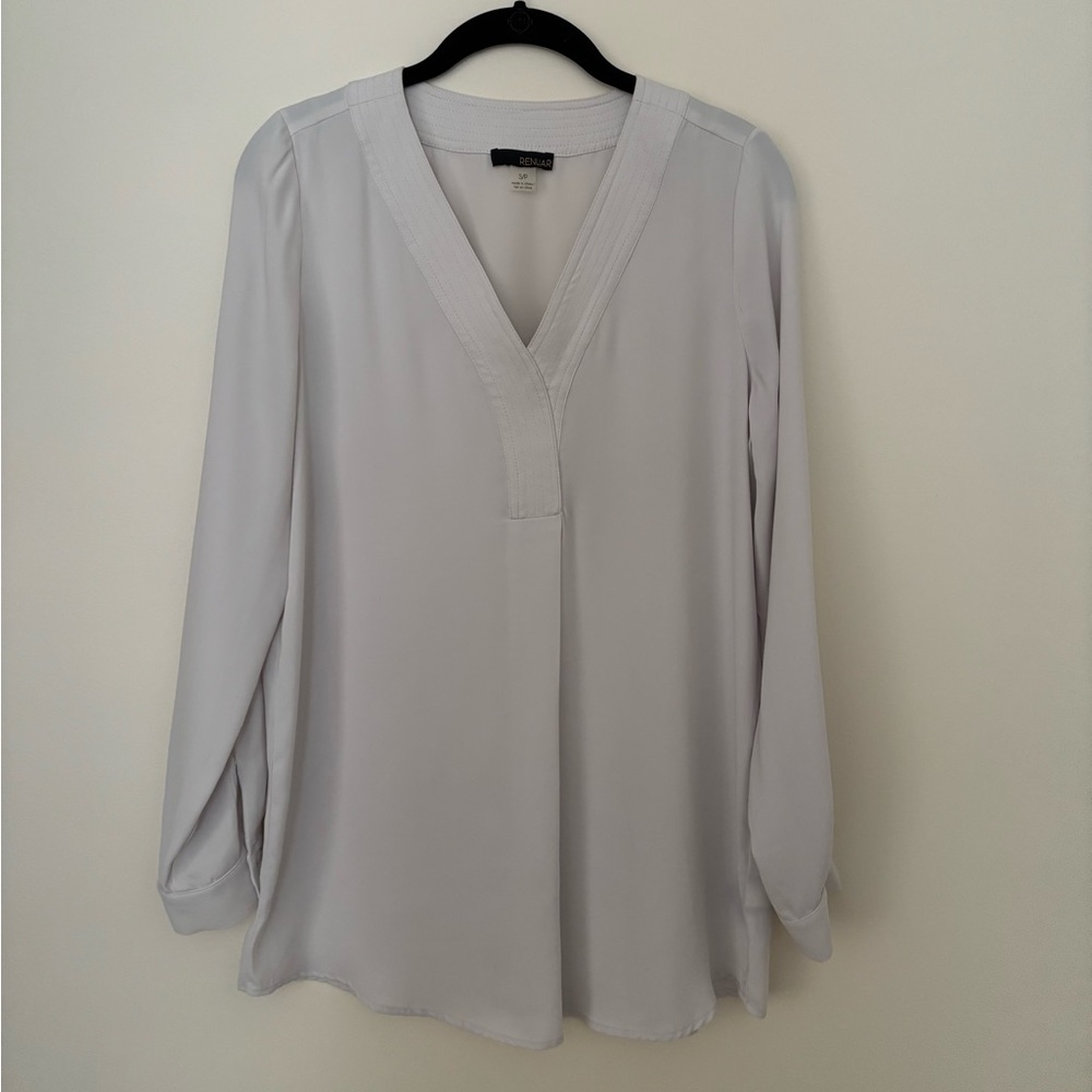 Renuar Light Gray V-Neck Tunic Blouse